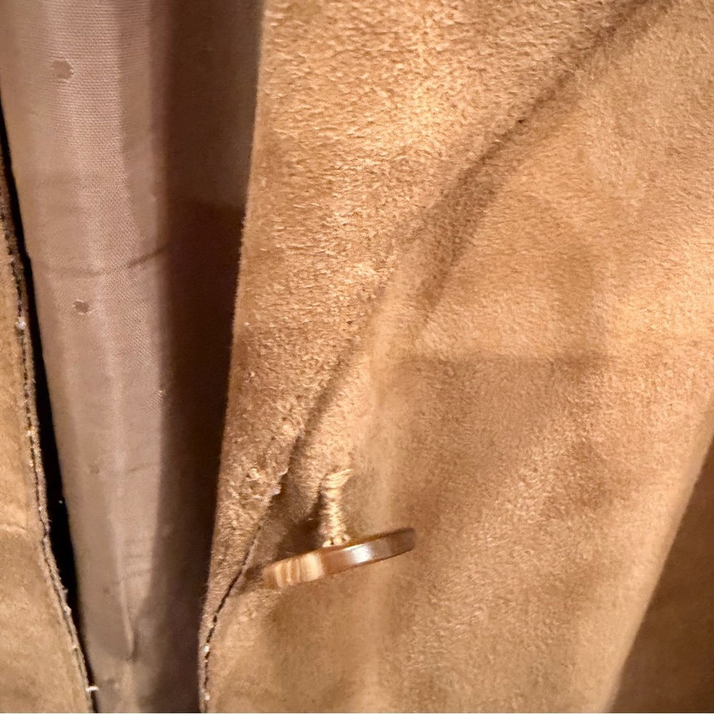 Punto 100% Suede Leather Trench Coat Tan Coffee - Picture 4 of 10